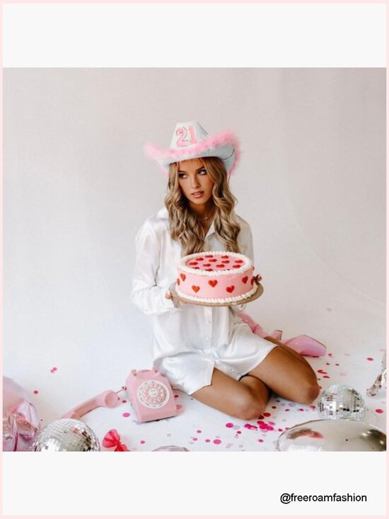 21st Birthday Cowgirl Hat - Pink Glitter Cowboy Hat, One Size main image 5